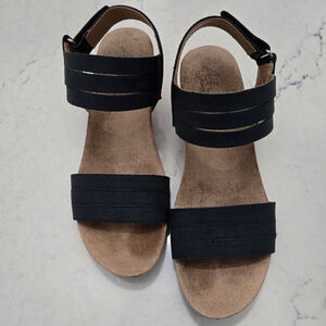 Women's Abella Ture Comfort Black Wedge Sandals Size 7.5